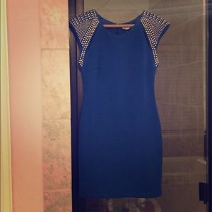 Blue studded mini dress